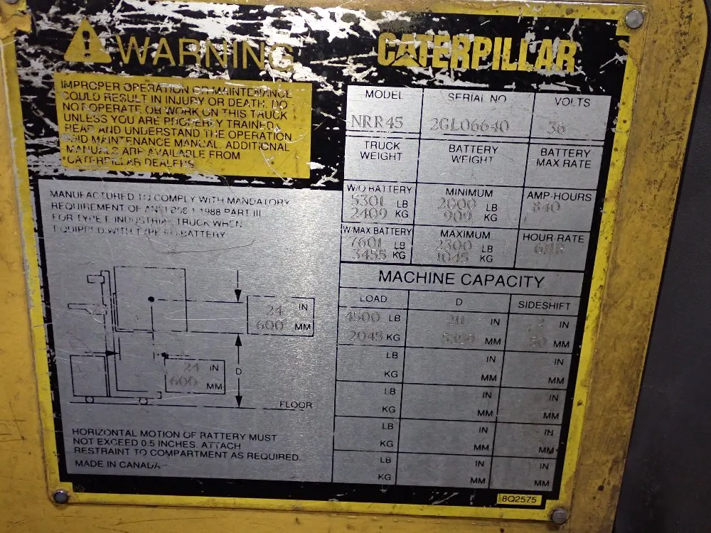 Caterpillar 4500 Lbs Electric Stand Up Forklift - Nrr45
