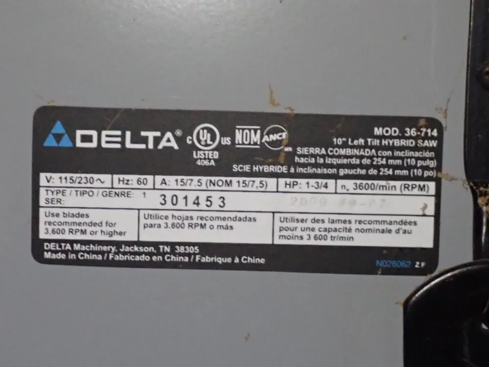 Delta 10" Table Saw - 36-714