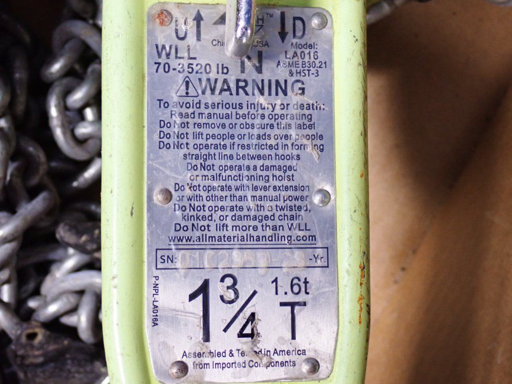 All Material Handling 1.75 Ton Lever Hoist - La016