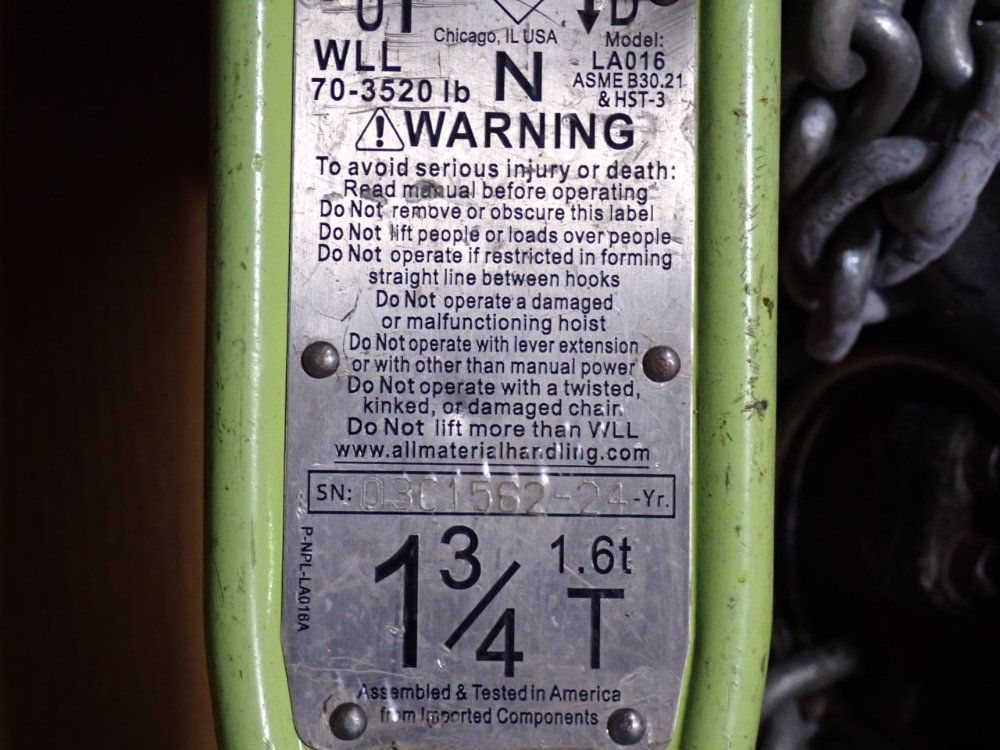 All Material Handling 1.75 Ton Lever Hoist - La016