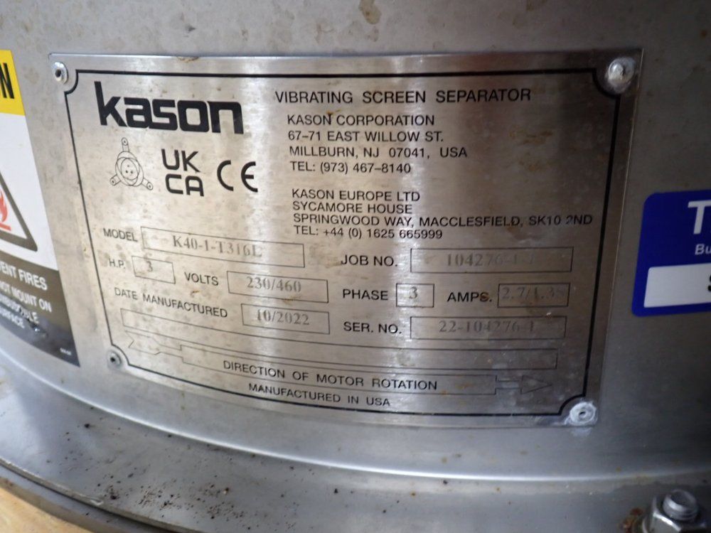 Kason 36" Sifter Separator - K40-1-t316l
