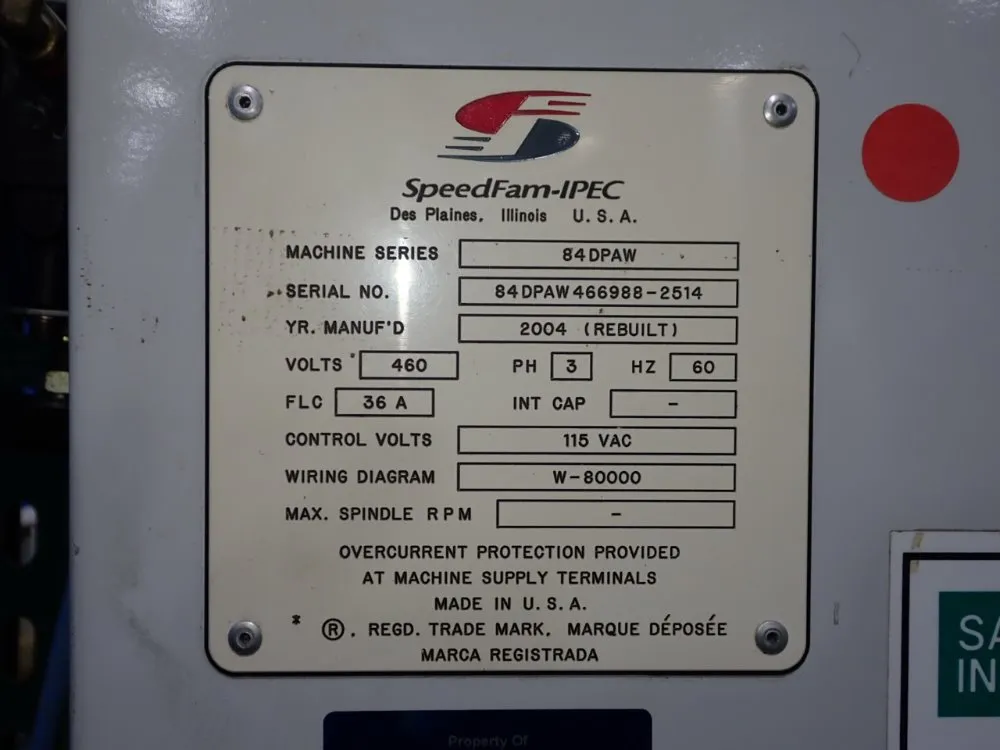 Speedfam-ipec 80" Lapping Machine - 84dpaw