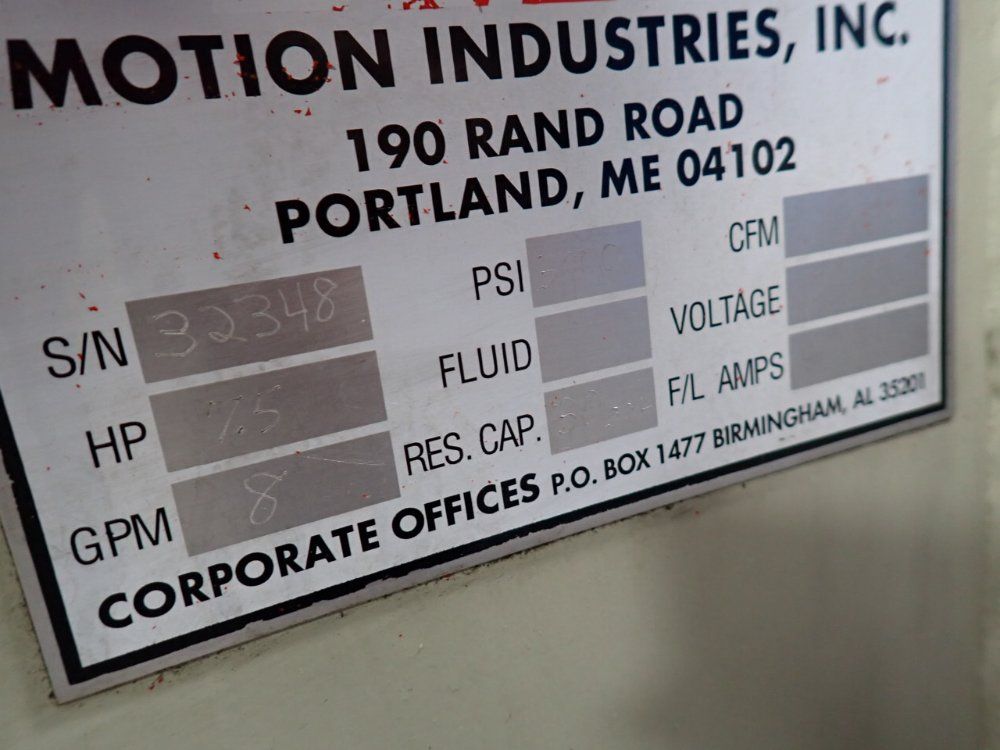 Motion Industries 30 Gal Hydraulic Unit