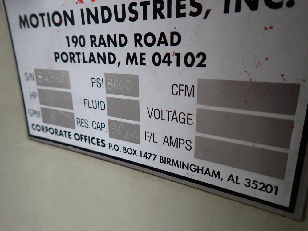 Motion Industries 30 Gal Hydraulic Unit