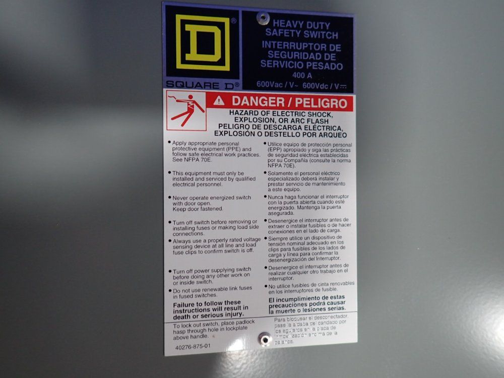 Square D 400 Amps Heavy Duty Safety Switch - H365n