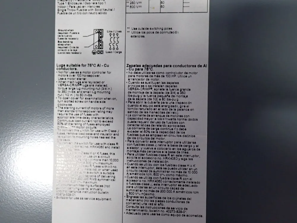 Square D 400 Amps Heavy Duty Safety Switch - H365n