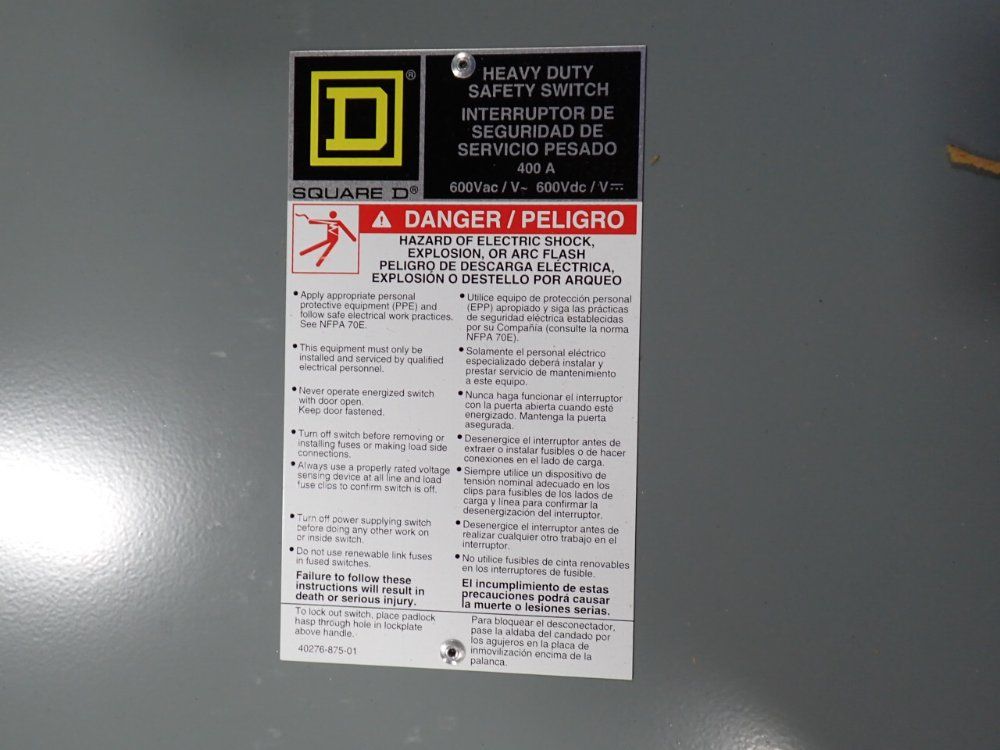 Square D 400 Amps Heavy Duty Safety Switch - H365n