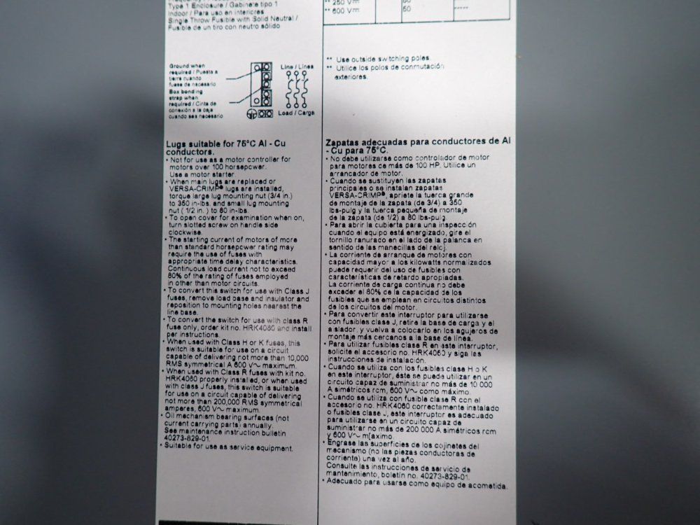 Square D 400 Amps Heavy Duty Safety Switch - H365n