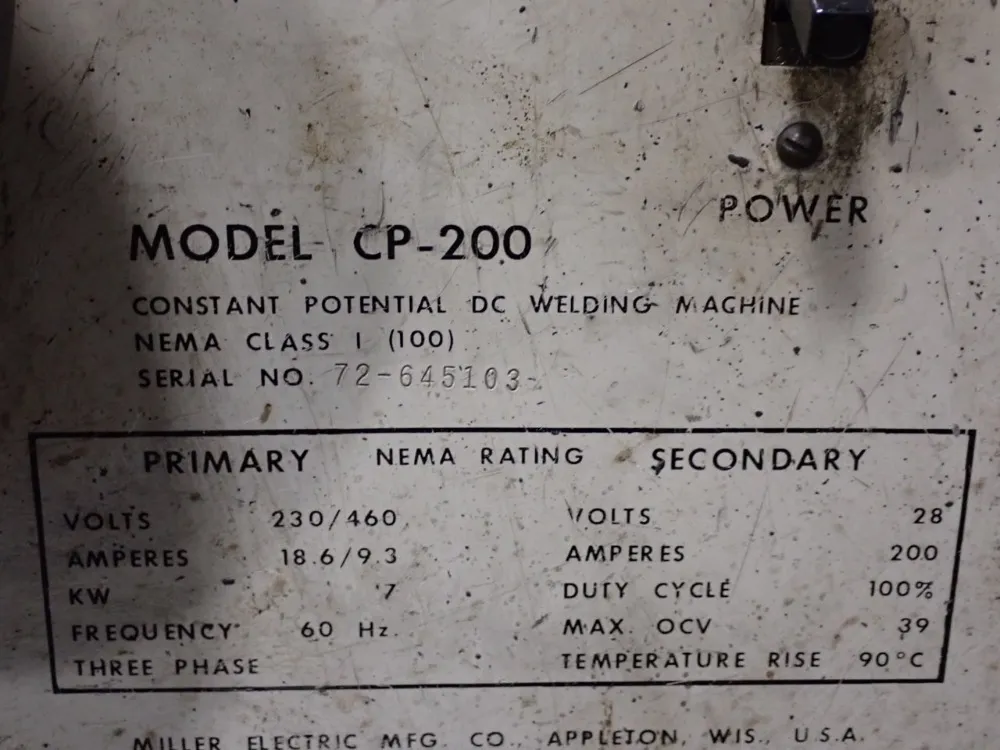 Miller 200 Amp Welder - Cp-200