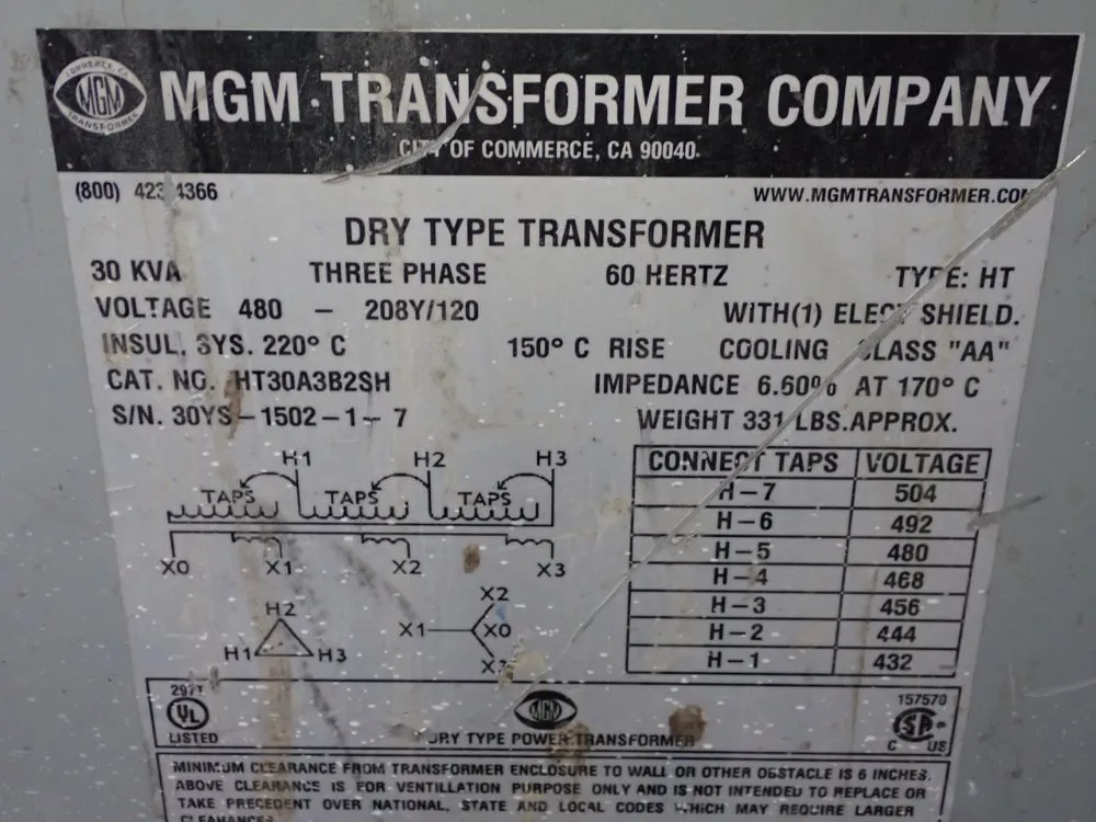 Mgm 30 Kva Transformer - Ht30a3b25h