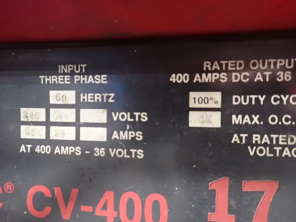 Lincoln Electric 400a Welder W/ Wire Feeder - Idealarc Cv-400
