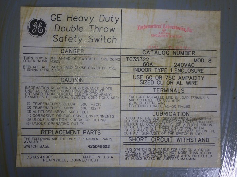 General Electric  Nonfusible Disconnect