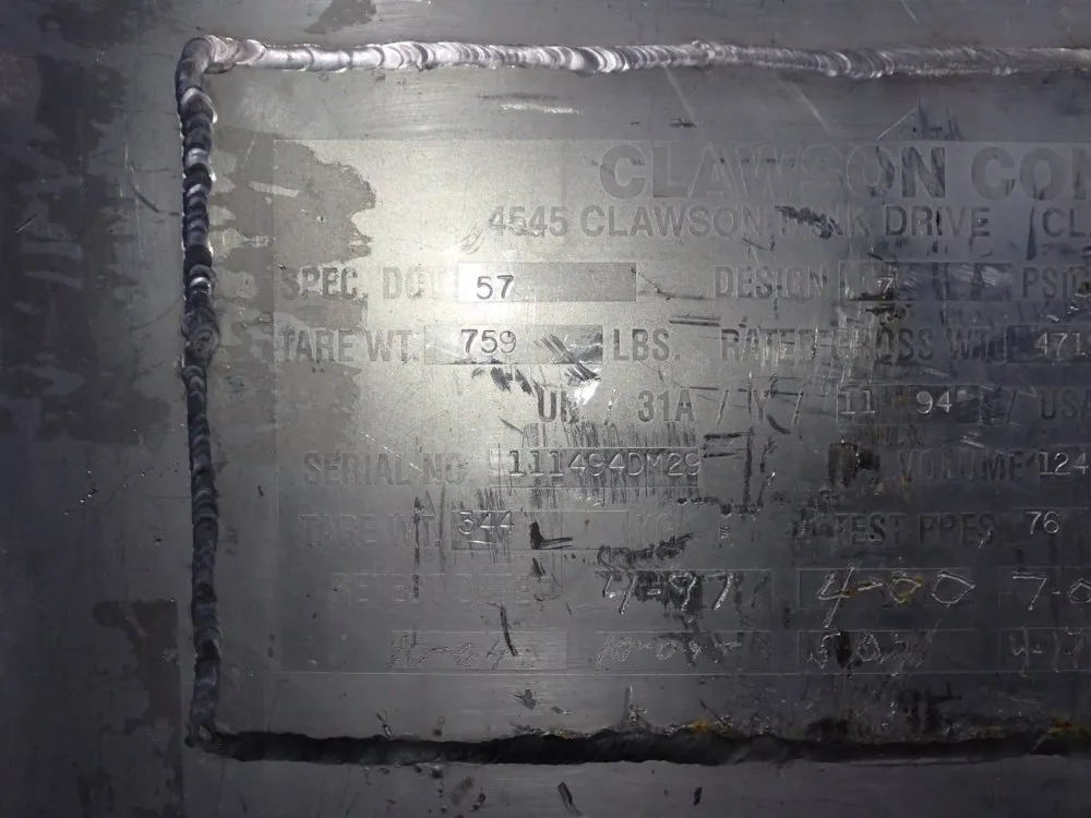 Clawson Container Company 330 Gallon Stainless Steel 330 Gal. Ibc Tank