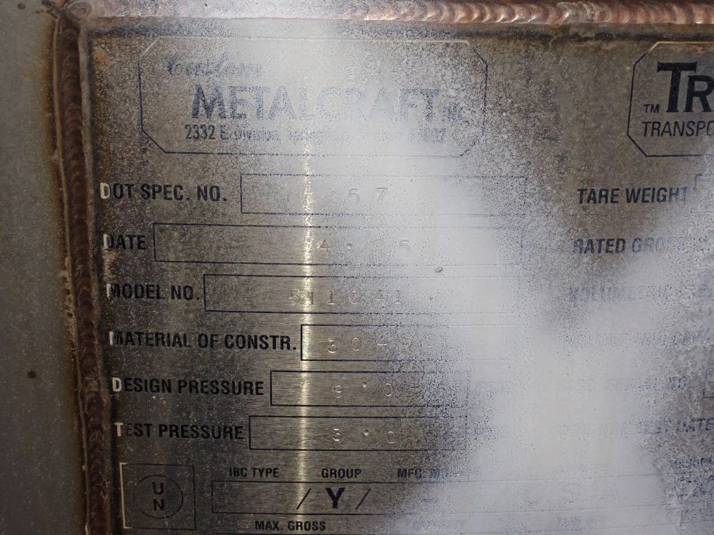 Metalcraft Aprox. 150 Gallon S/s Tank - 511041