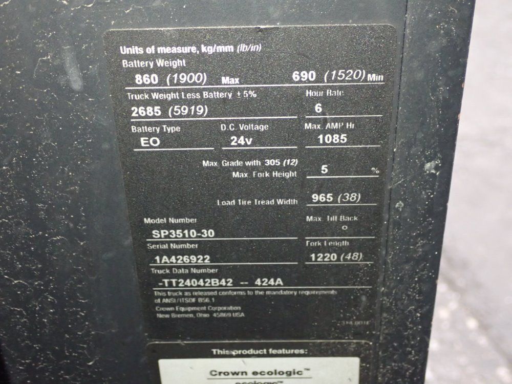 Crown 3000 Lbs Order Picker - Sp 3500 Series