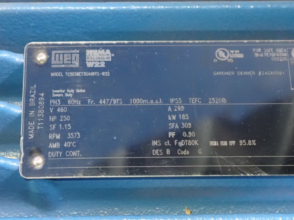 Weg 250 Hp Motor - T25036etsg449ts-w22