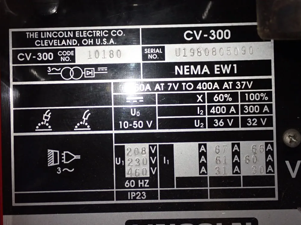 Lincoln Electric 300 Amp Welder - Cv-300