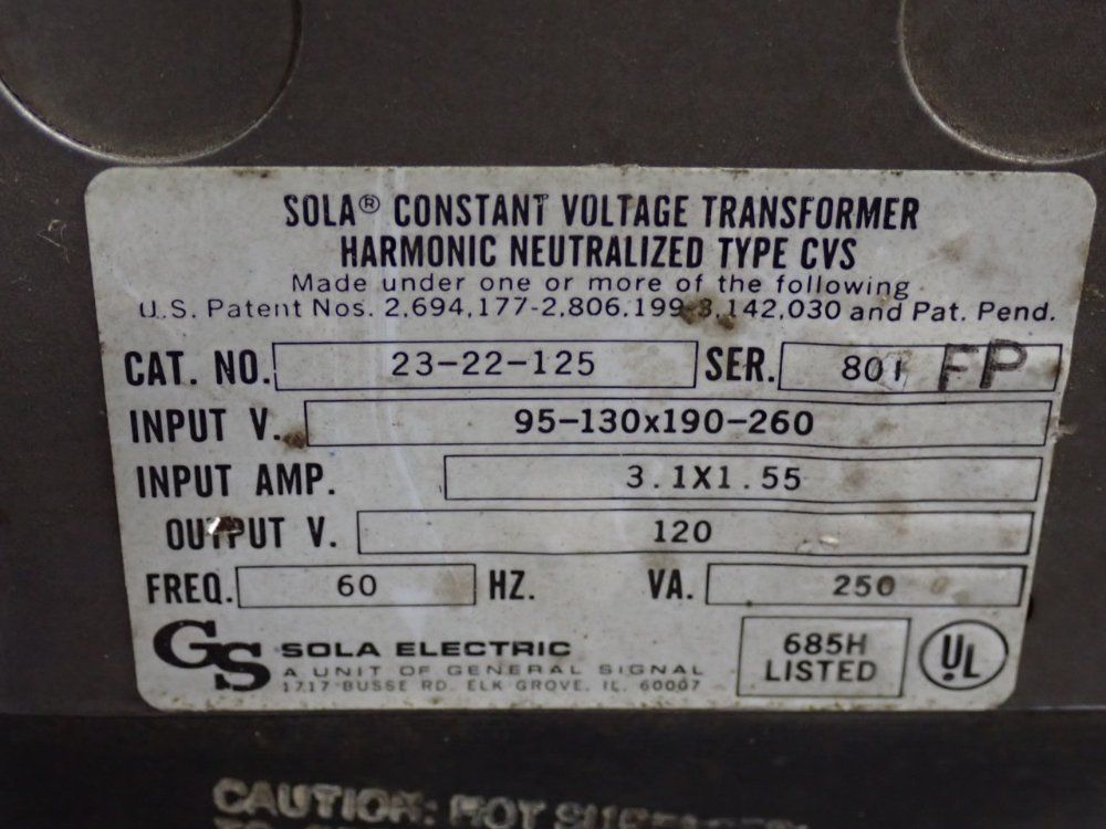 Sola Electric 3.1 Amp Transformer - 23-22-125