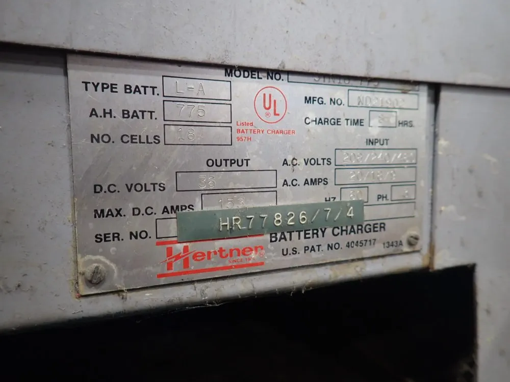 Hertner 775 Ah Battery Charger - 31n18-778