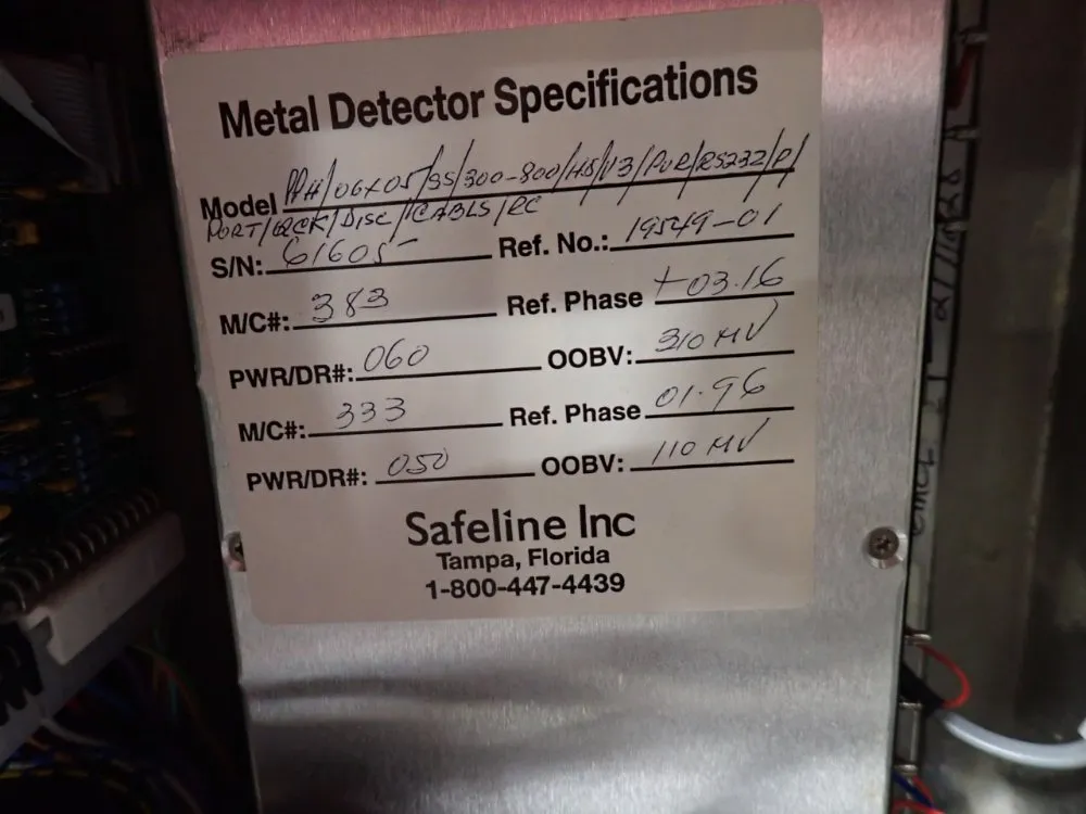 Safeline Metal Detector - Pph/06x05/85/300-800/h8/113/pur/r5232/p/port/qck