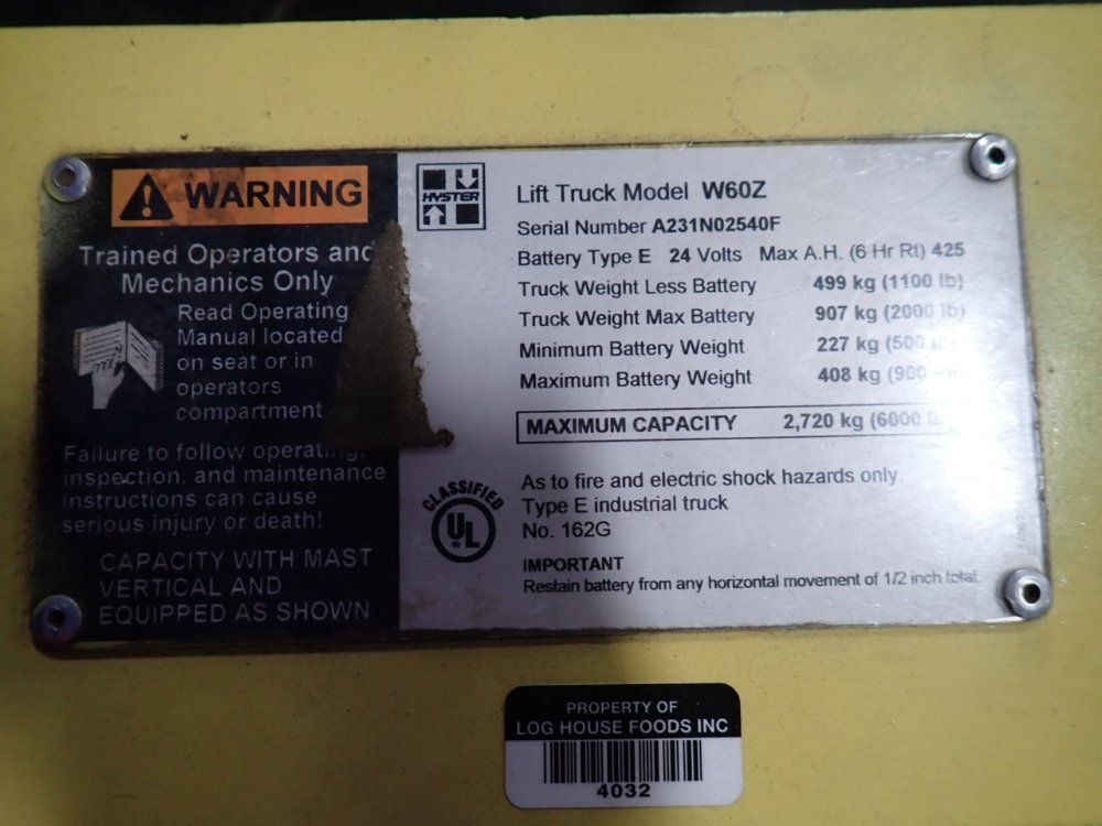 Hyster 6000 Lbs Electric Pallet Jack - W602