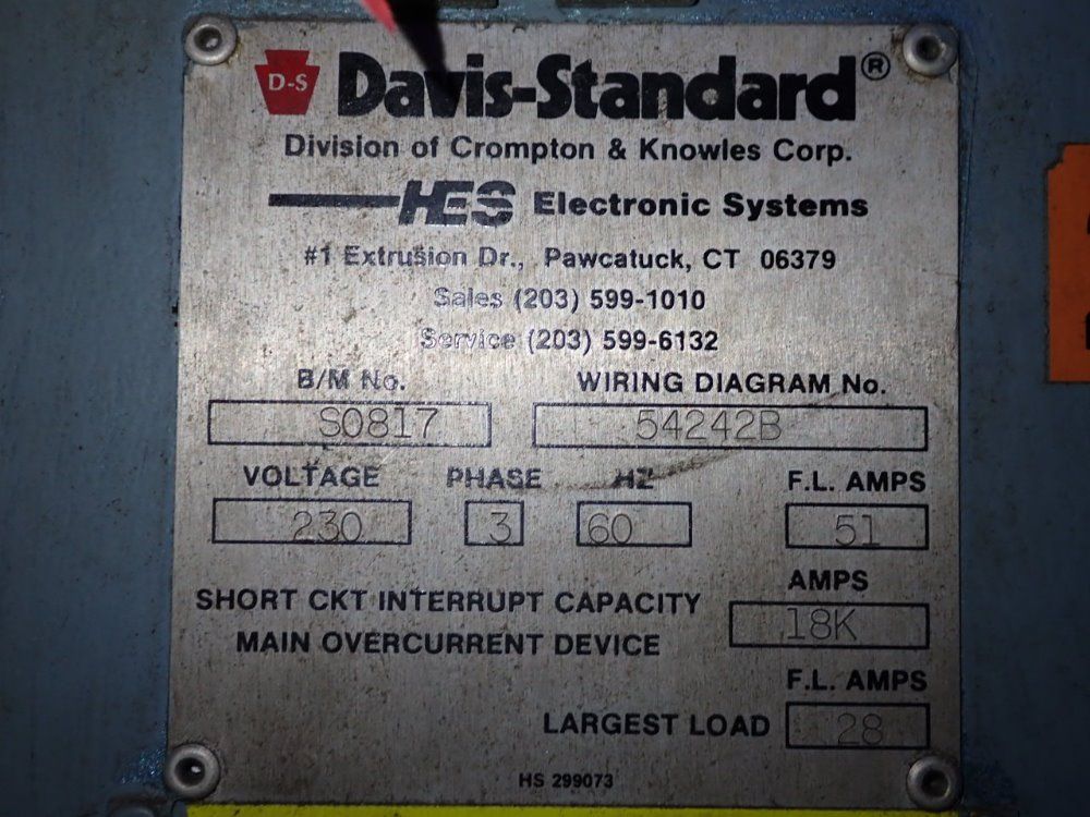 Davis-standard 19600 Lbs Extruder - Ds 15