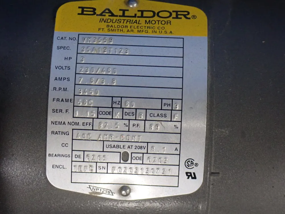 Baldor 3 Hp Motor - Vm3559