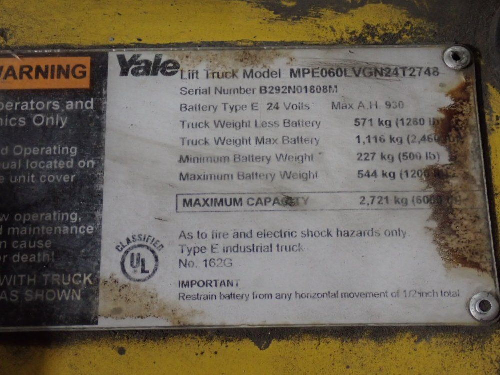 Yale 6000 Lbs Electric Pallet Jack - Mpe060lvgn24t2748