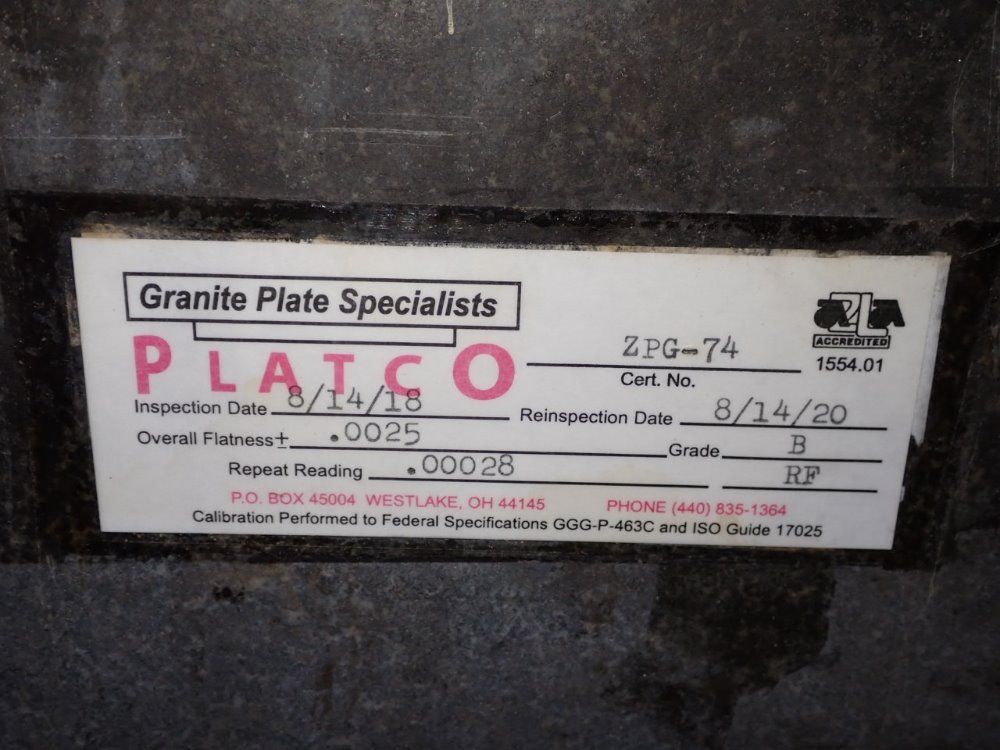 192" X 12" X 6" Granite Surface Plate
