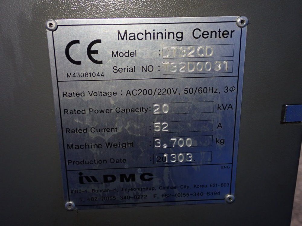 Dmc 25 1/2" X 33" Cnc Vmc - Dt32cd