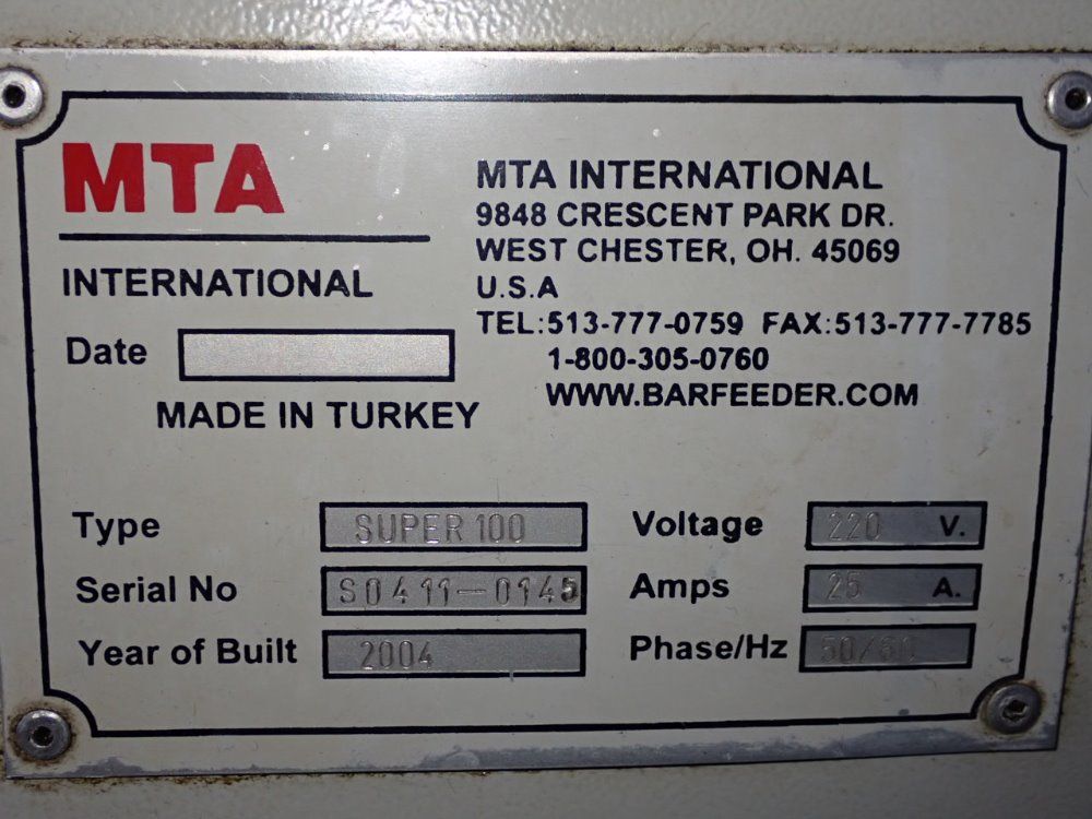 Mta 61" Bar Feeder - Super 100