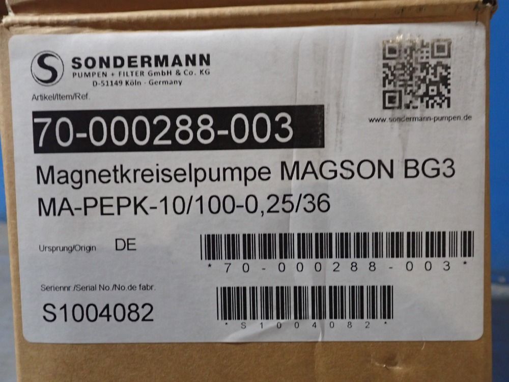 Sondermann Magson Magnetically Coupled Centrifugal Pump - Ma-pepk-10/100-0,25/36