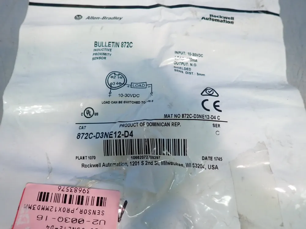 Allen Bradley Inductive Proximity Sensor - 872c-d3ne12-d4