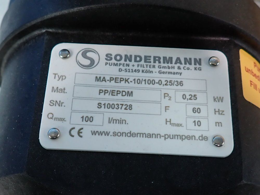 Sondermann 0.25 Kw Pump - Ma-pepk-10/100-0,25/36