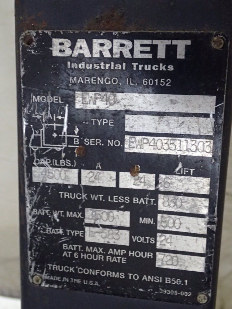Barrett Electric Pallet Jack