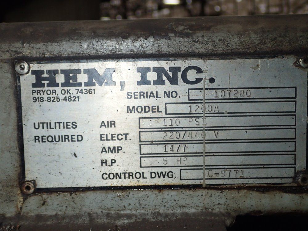 He&m-saw / Hem-saw Horizontal Band Saw W/ Roller Conveyor