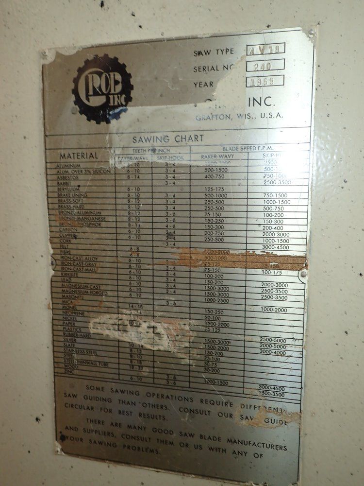 Grob 18" Throat Vertical Bandsaw - 4v18