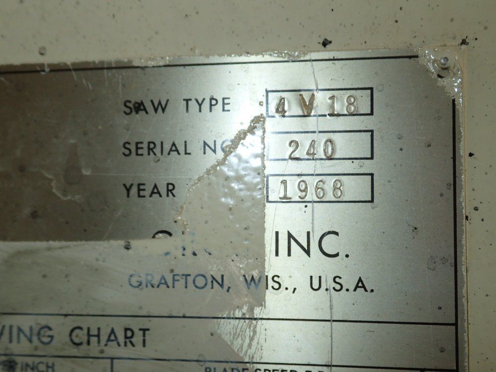 Grob 18" Throat Vertical Bandsaw - 4v18