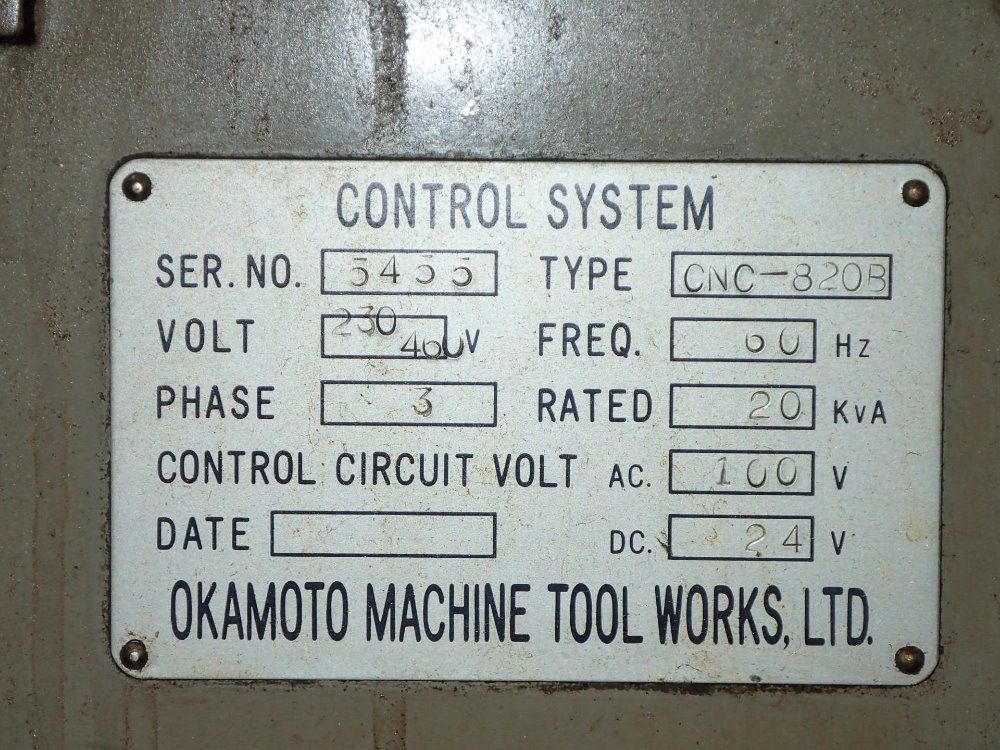 Okamoto Machine Tool Works Cnc Surface Grinder