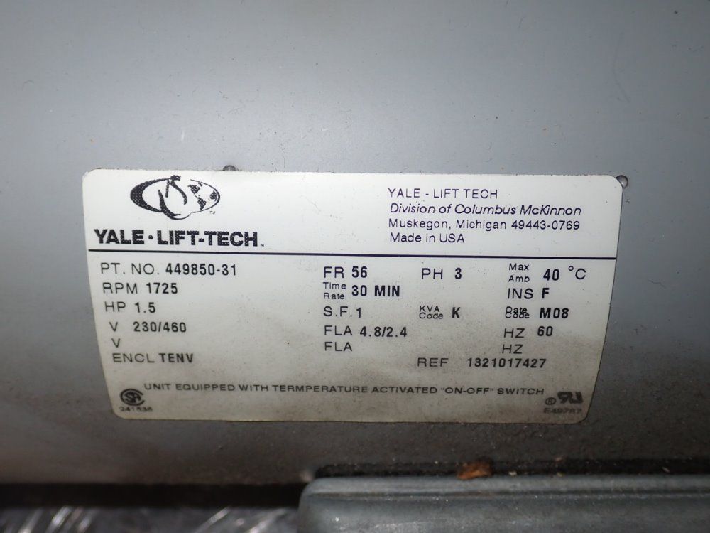 Yale Lift Tech Motor