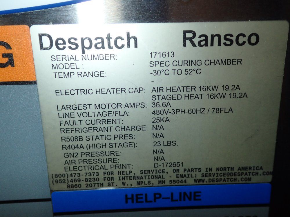 Ransco/ Despatch S/s Oven/ Cuning Chamber