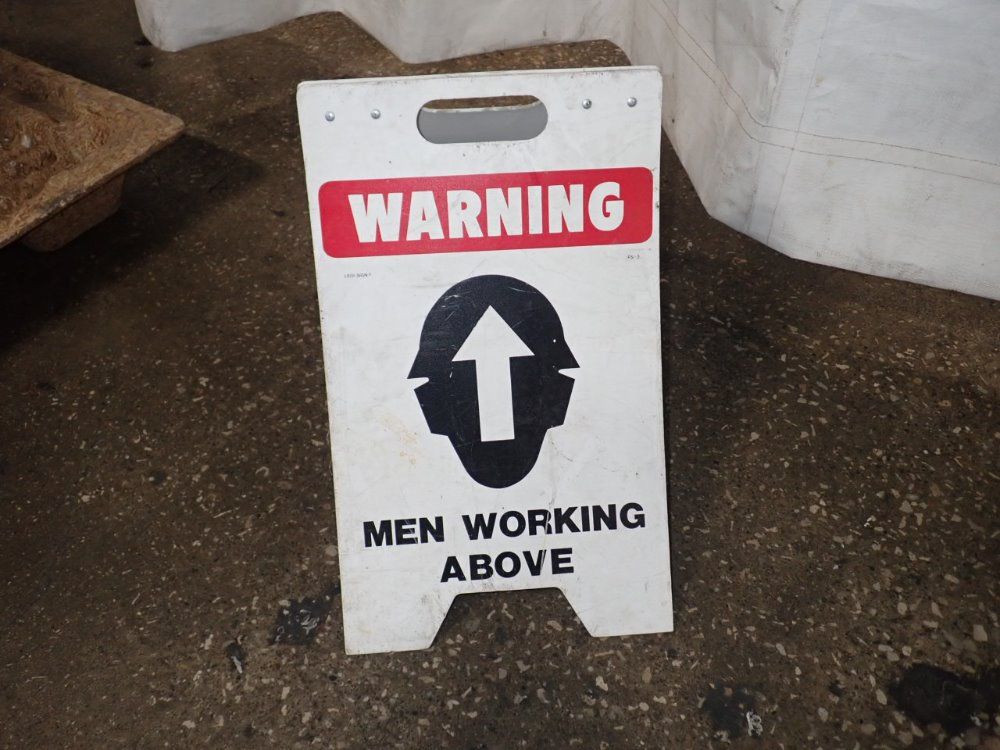 Legi Sign Warning Men Working Above Sign