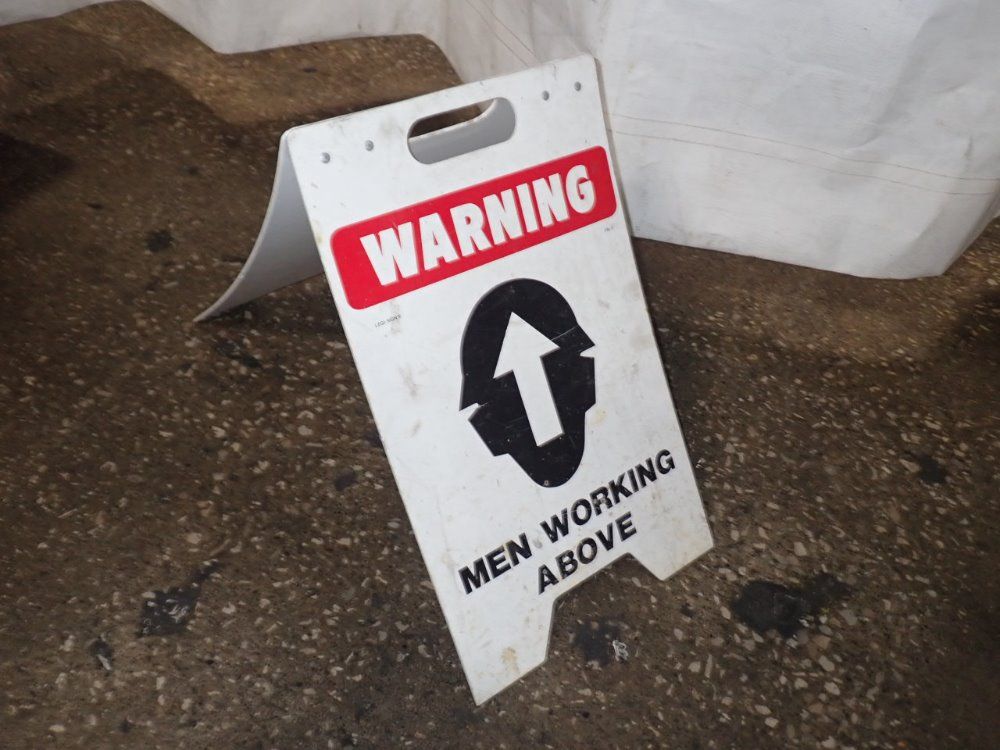 Legi Sign Warning Men Working Above Sign