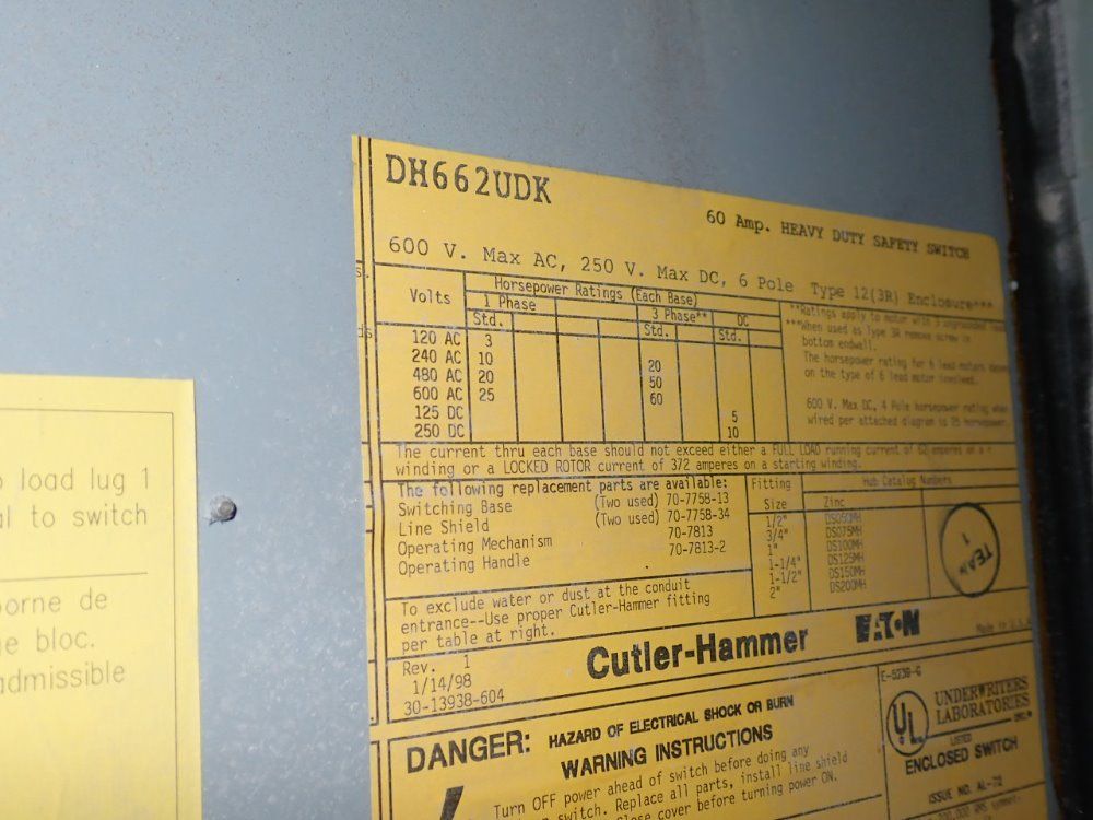 Cutelr Hammer Non Fusible Disconnect