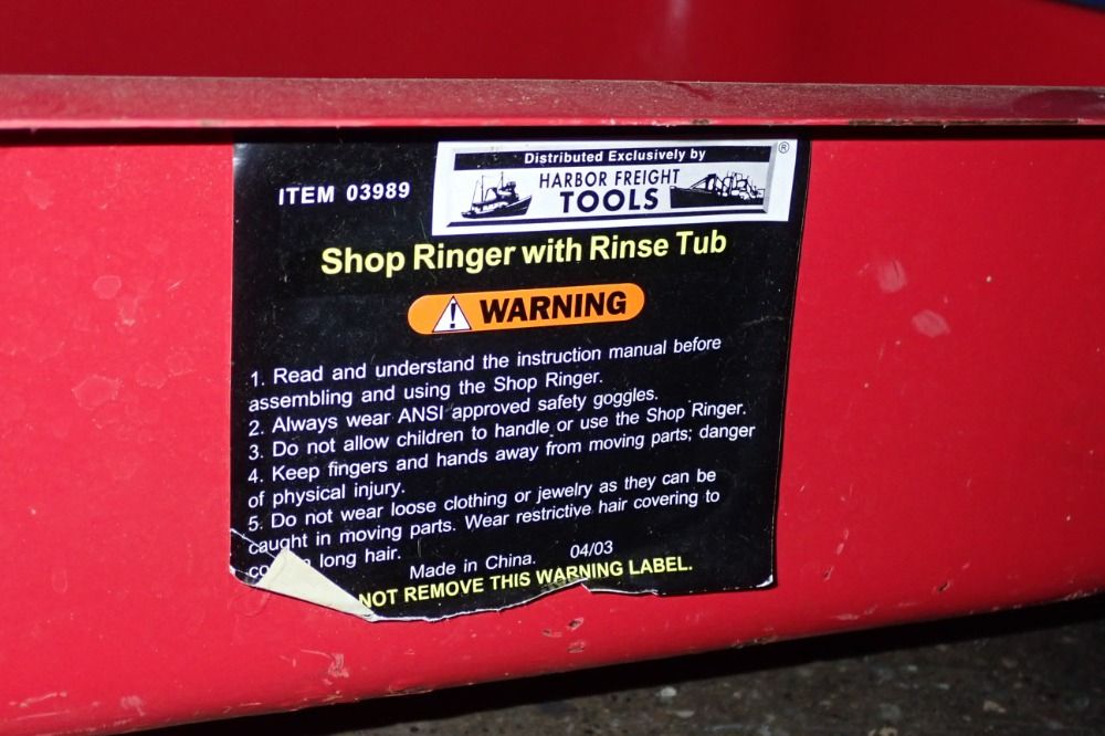 Harbor Freight Shop Ringer/rinse Tub