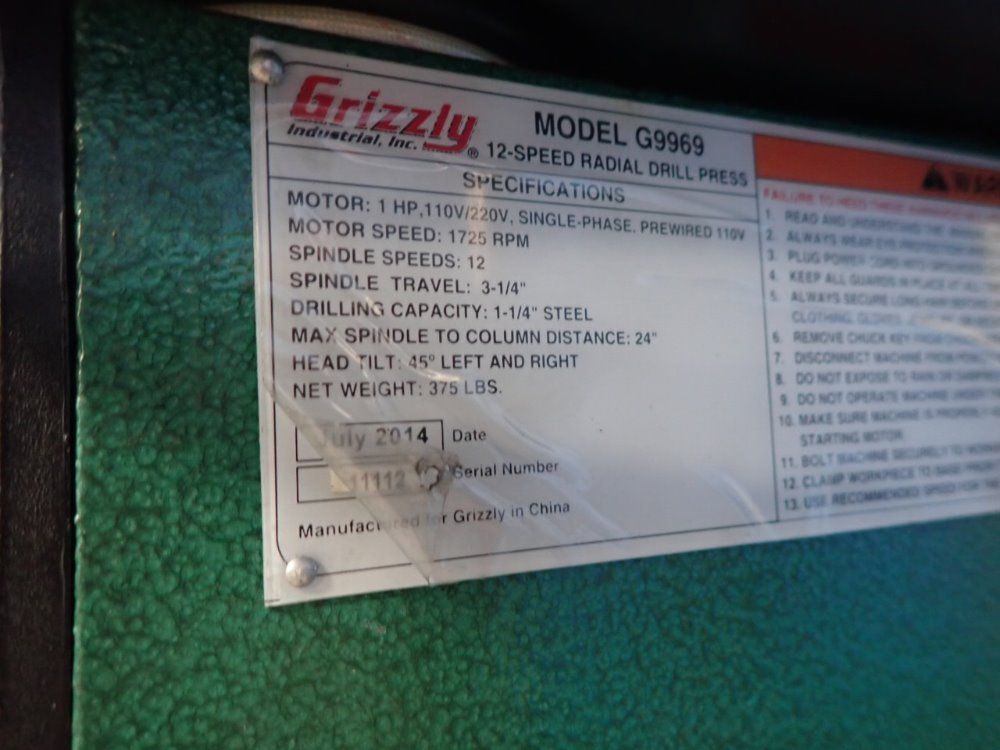 Grizzly Radial Drill Press