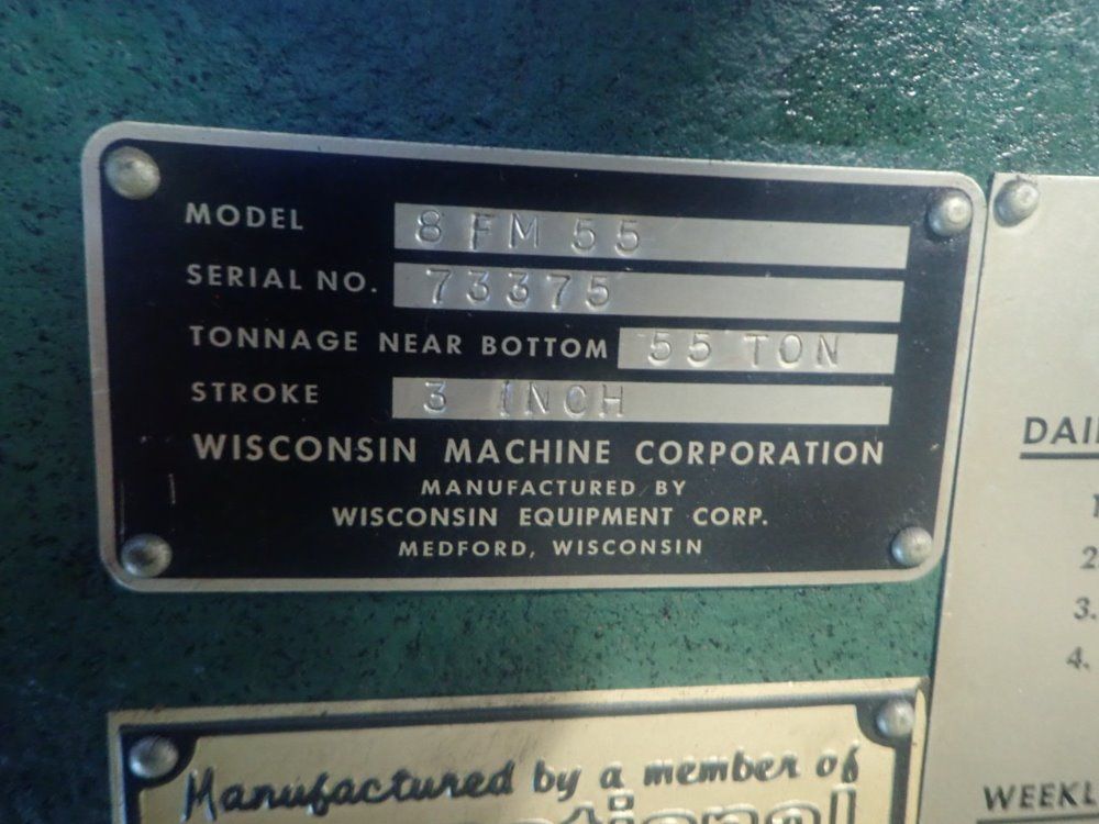 Wisconsin Machine 8' Press Brake