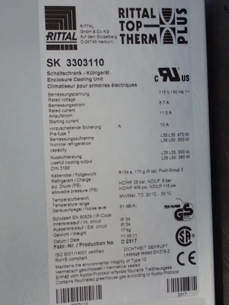 Rittal Eleclosure Air Cooling Unit
