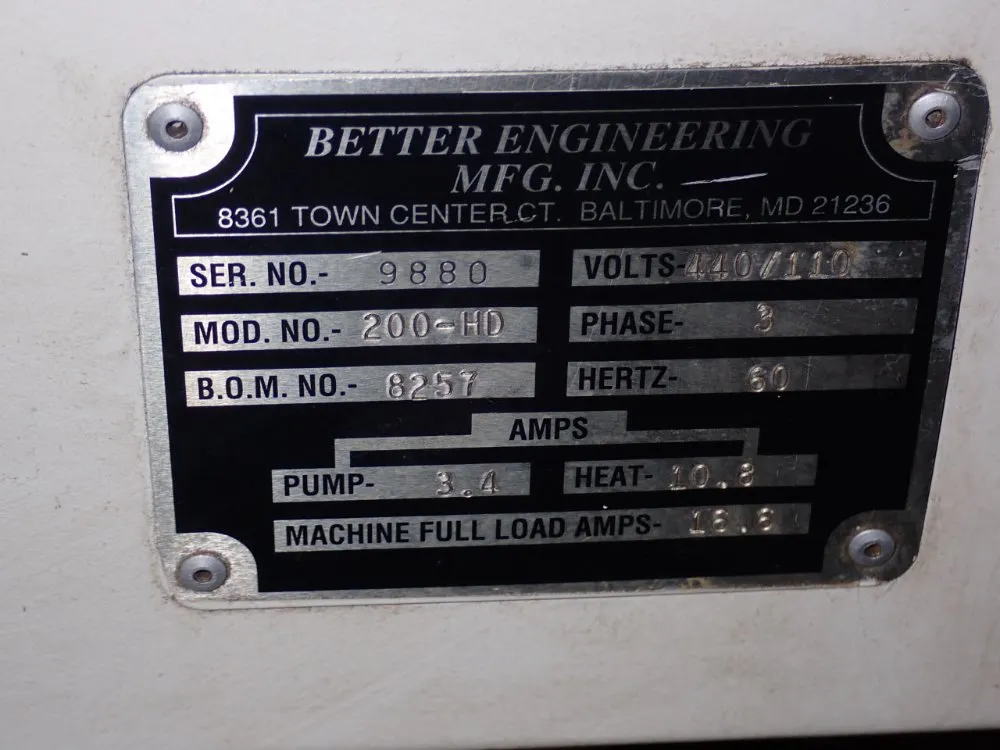 Better Engineering 26" X 36" H 200hd Rotary Parts Washer - 200hd