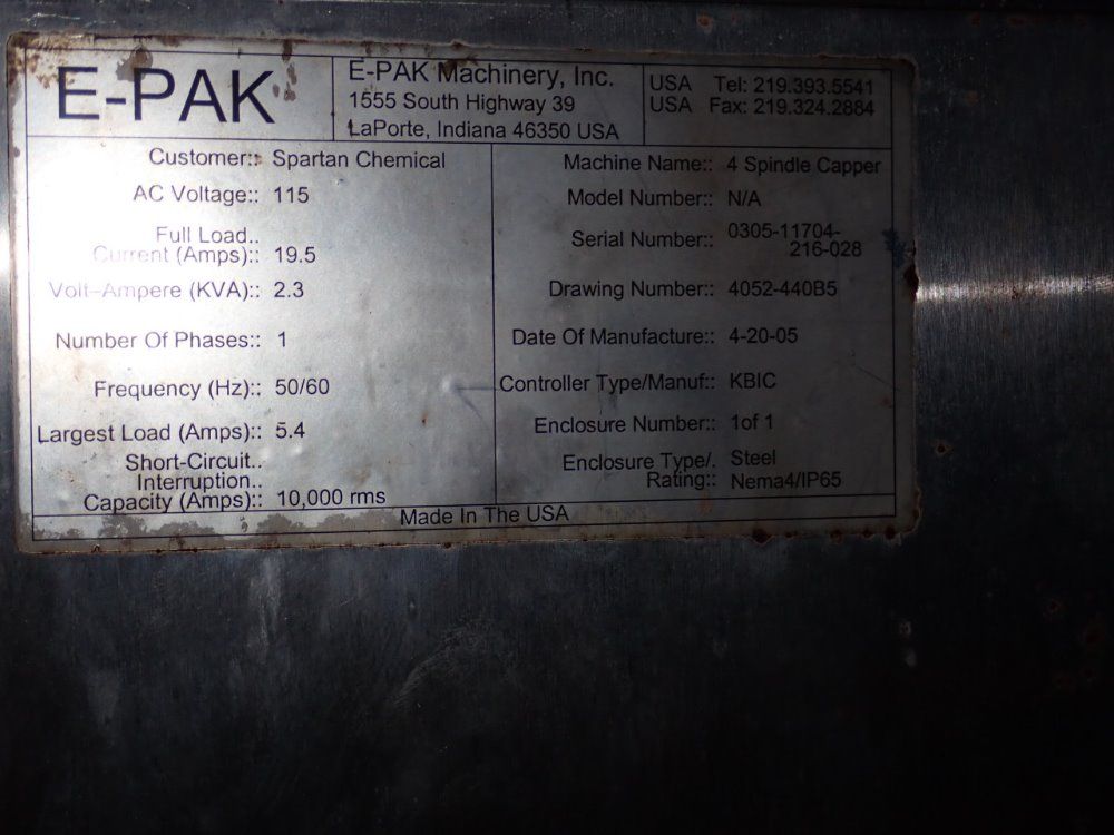 E-pak 4 Spindle Capper